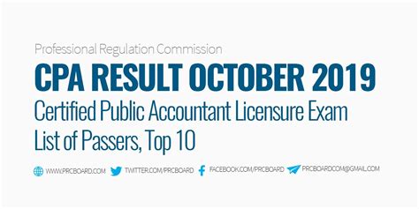 CPALE RESULT: October 2019 CPA board exam list of passers .